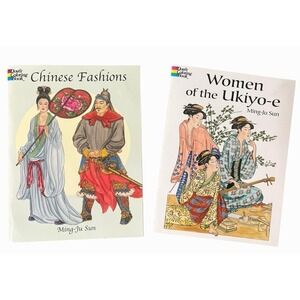 Lot of 2 Dover Coloring Books Women of the Ukiyo-e & Chinese Fashion Ming-Ju Sun